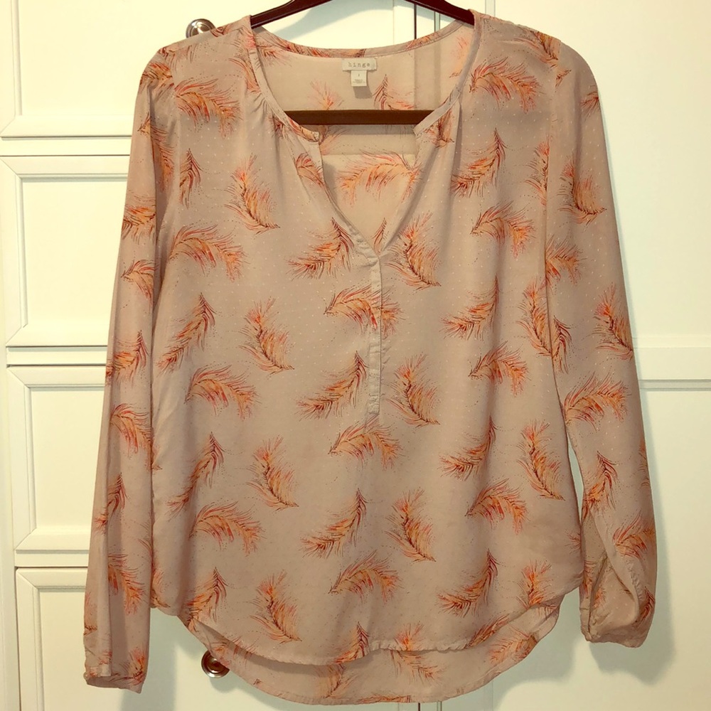 Feather print silky top